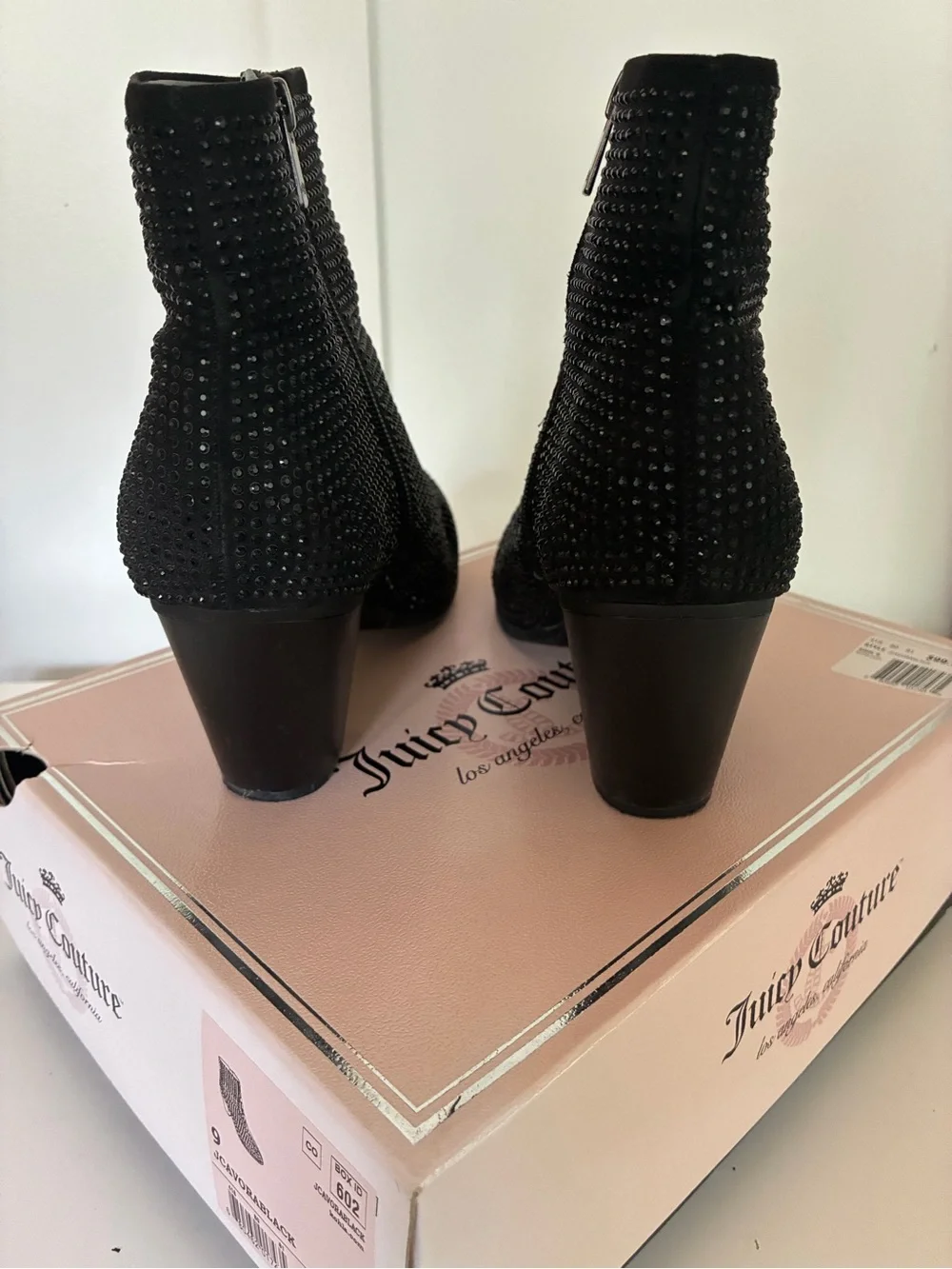 Juicy Couture Black Crystal Embellished Ankle Booties